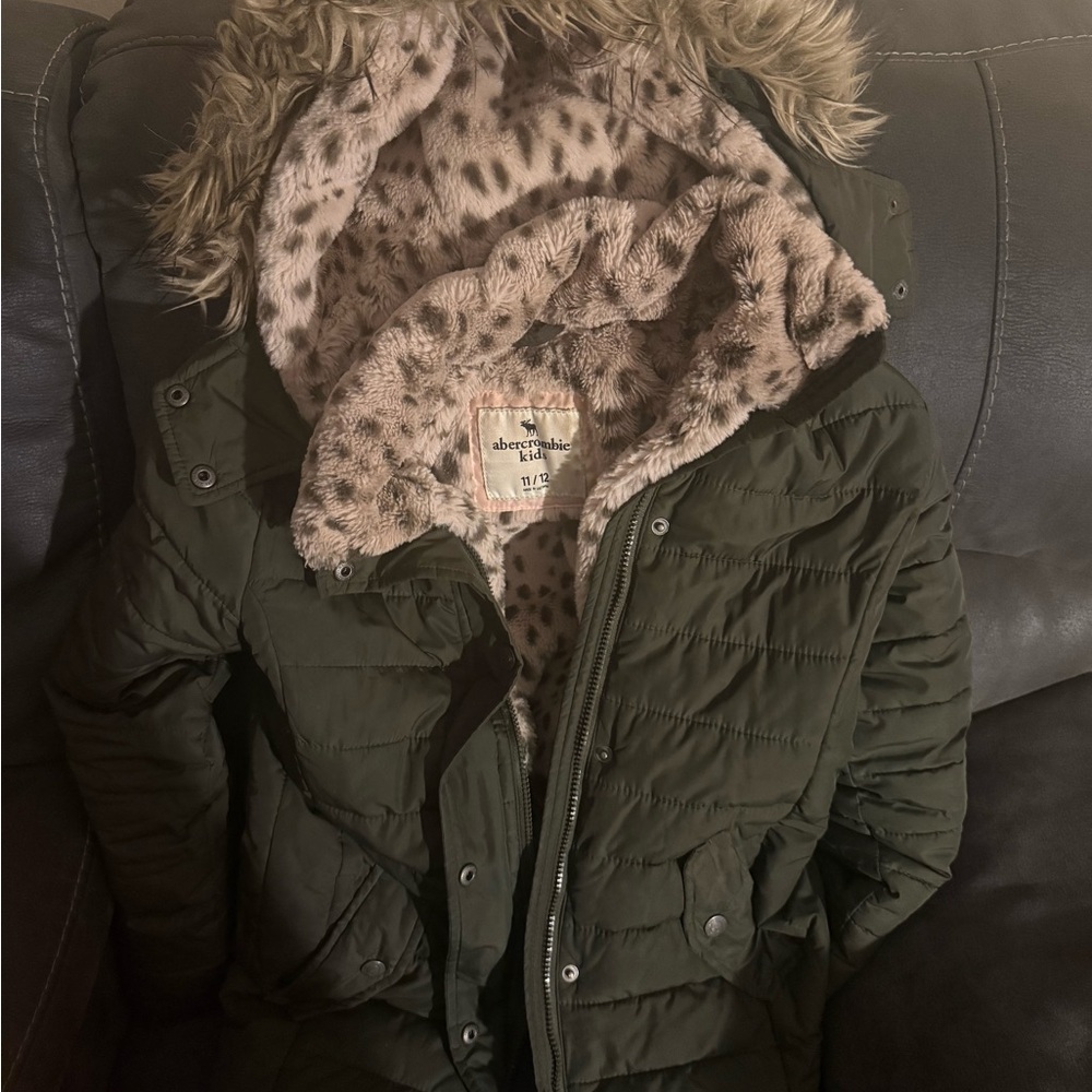 Abercrombie Kids Gray Faux Fur Jacket